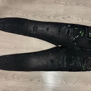 Zara Black and Green Splatter Skinny Jeans